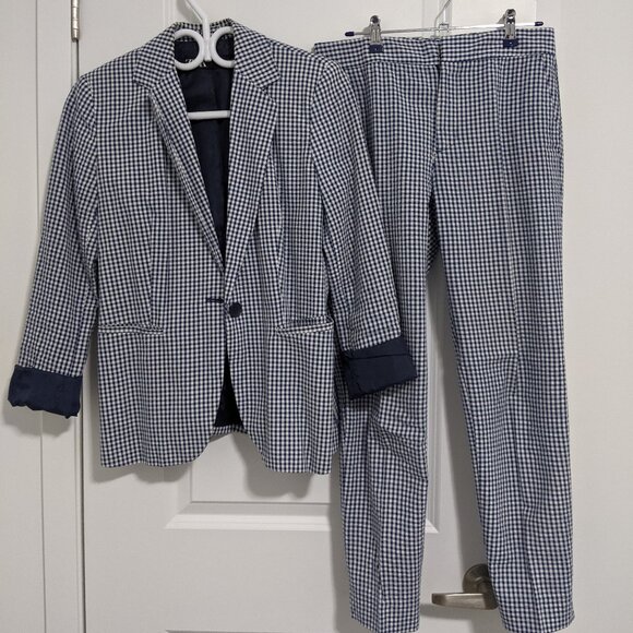 Zara Jackets & Blazers - Zara Blue Gingham Light Suit Set (2PC Suit Blazer/Pants)